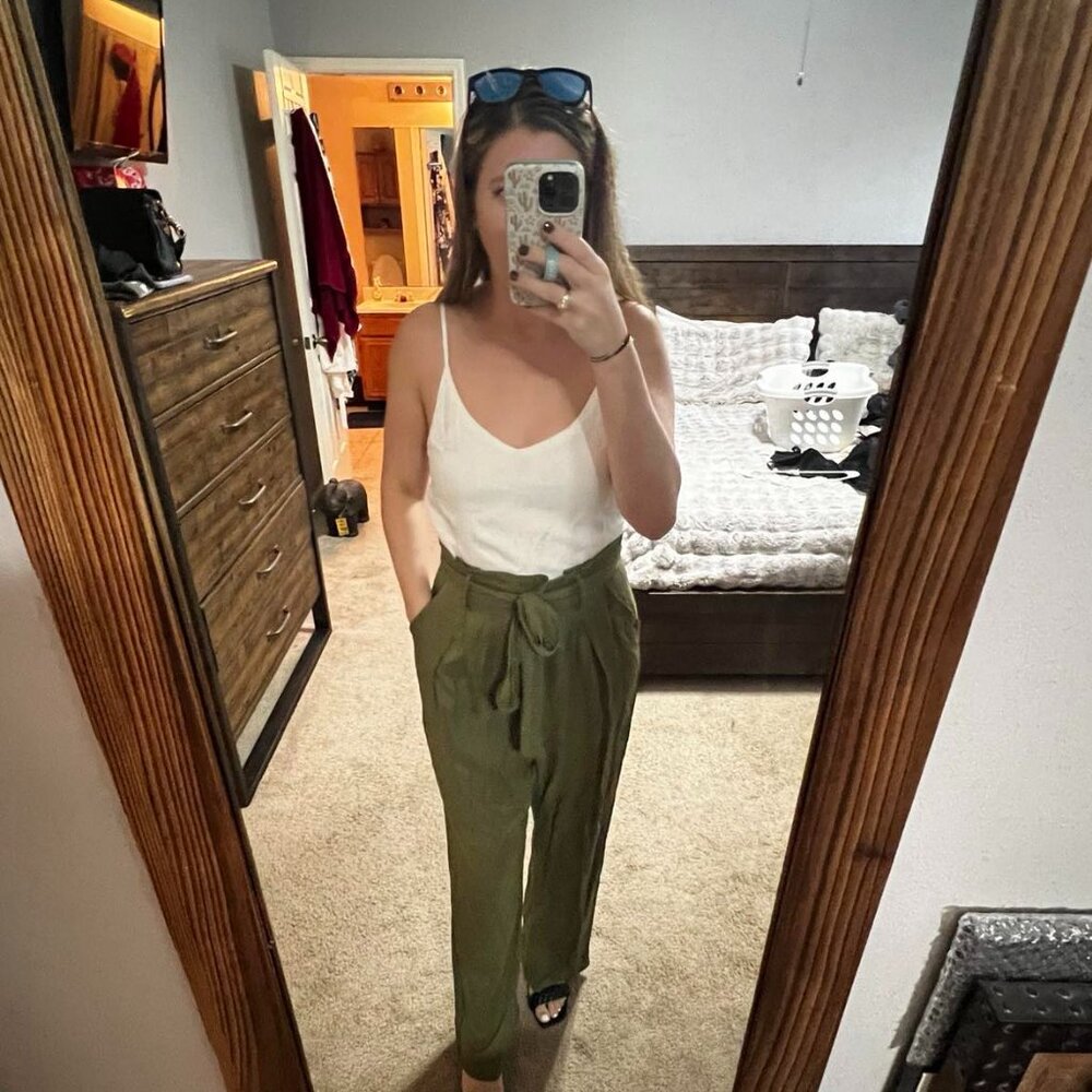 White and Green Boutique Jumpsuit